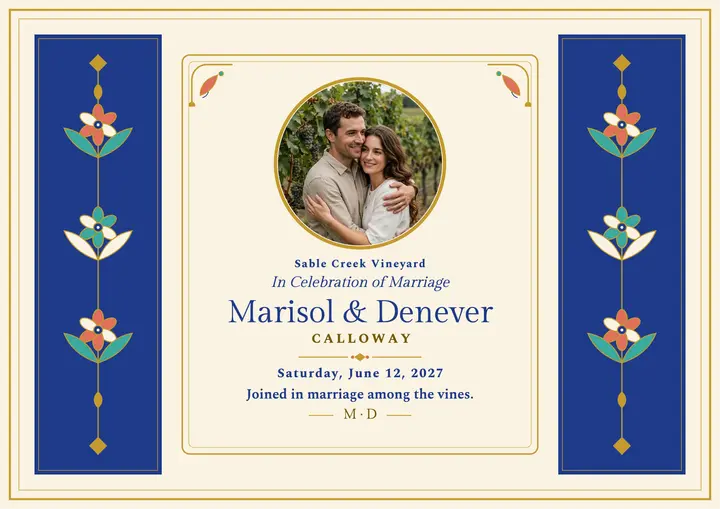 Gilded vineyard wedding certificate: wedding certificate template