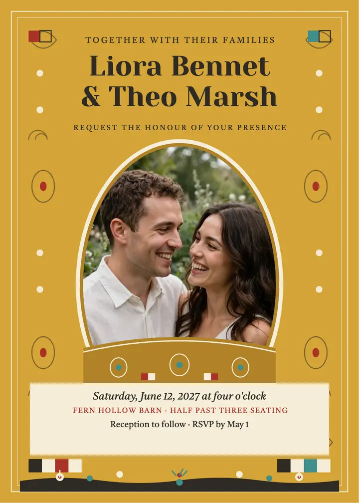 Liora and Theo gilded garden invitation template