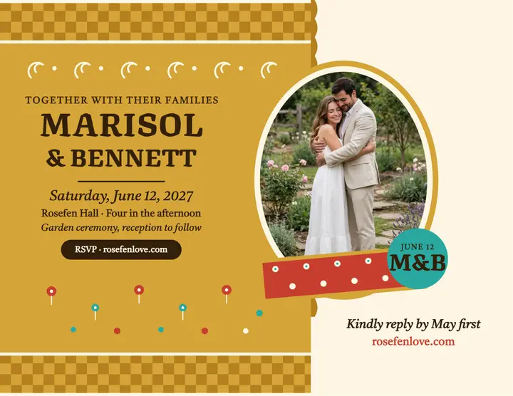 Marisol and Bennett gilded wedding flyer template