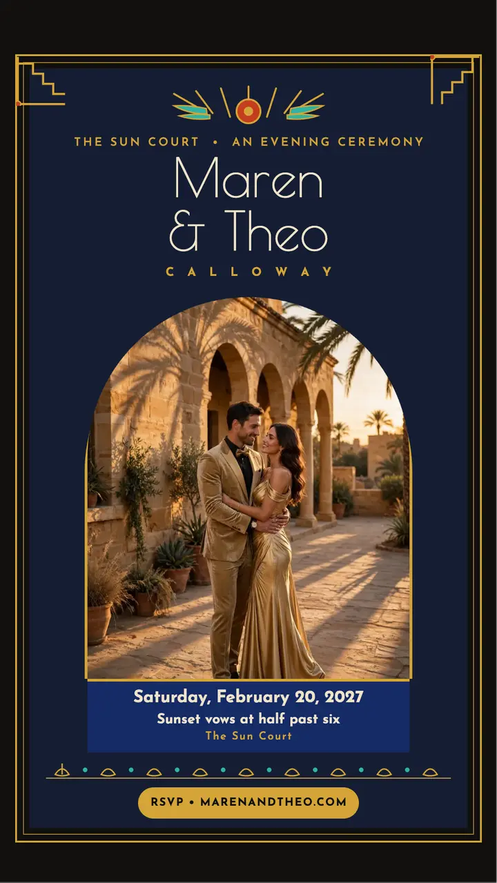 Maren and Theo gold evening invite template