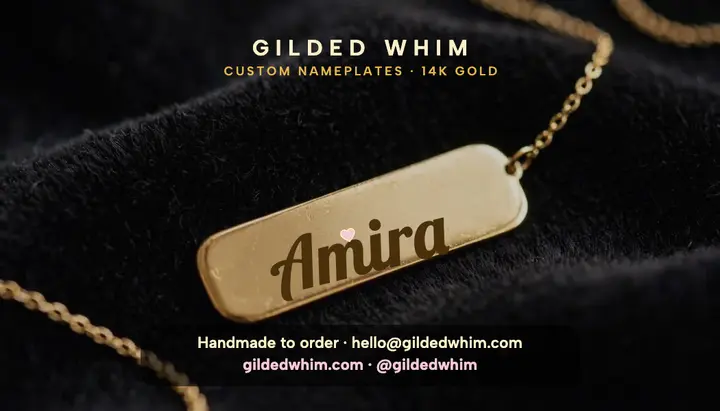Gilded Whim nameplate card, velvet gold template