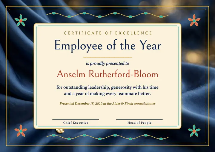 Gilt employee of the year certificate template