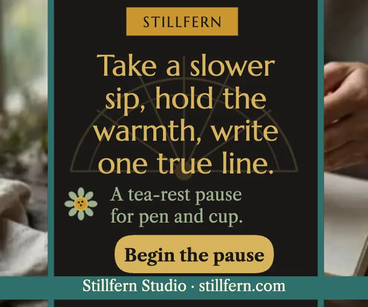 Stillfern tea-rest pause gilt fan ad template