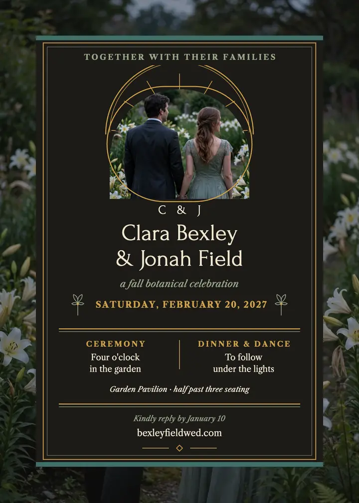 Clara and Jonah fall botanical invitation template