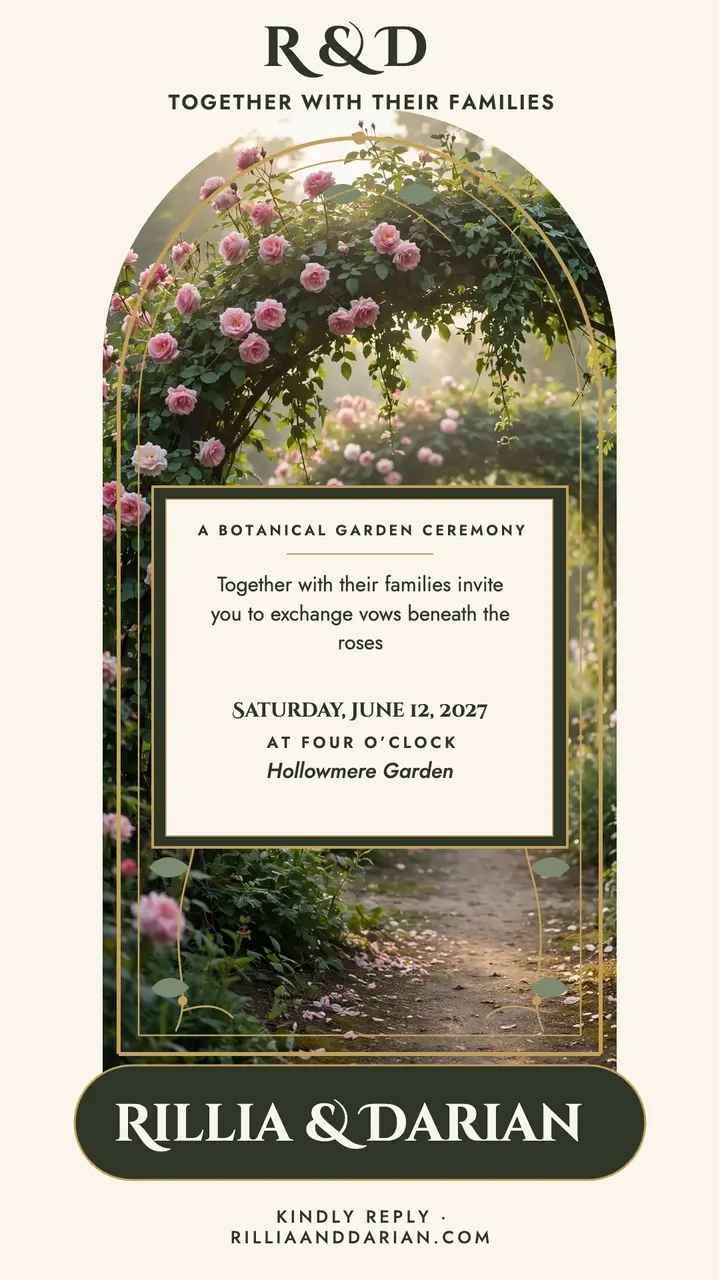 Rillia and Darian botanical garden invite template