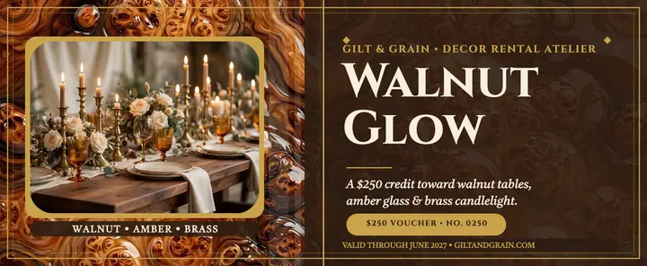 Gilt and Grain walnut wedding voucher template