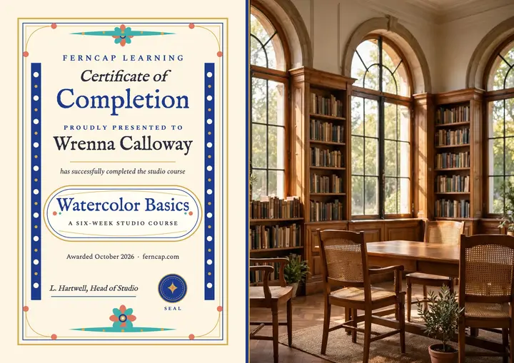 Ferncap Learning gilt certificate template