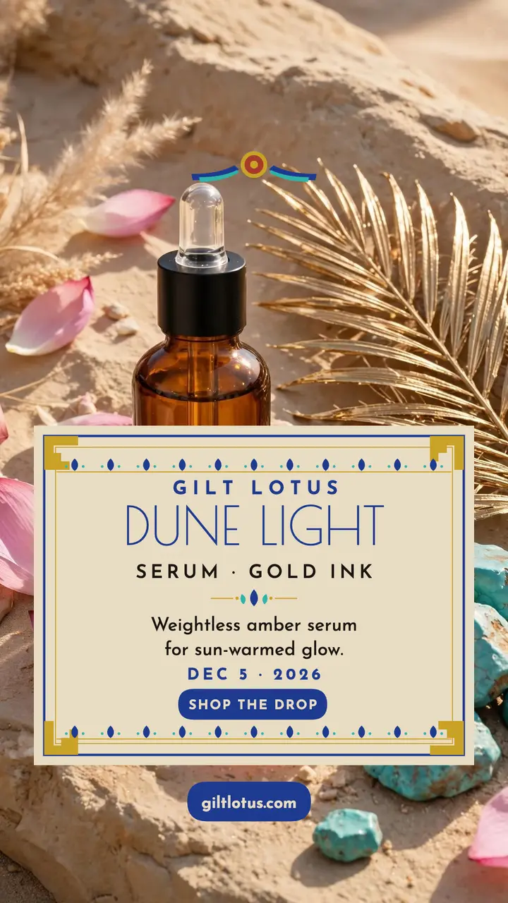 Gilt Lotus serum drop story: serum launch story template