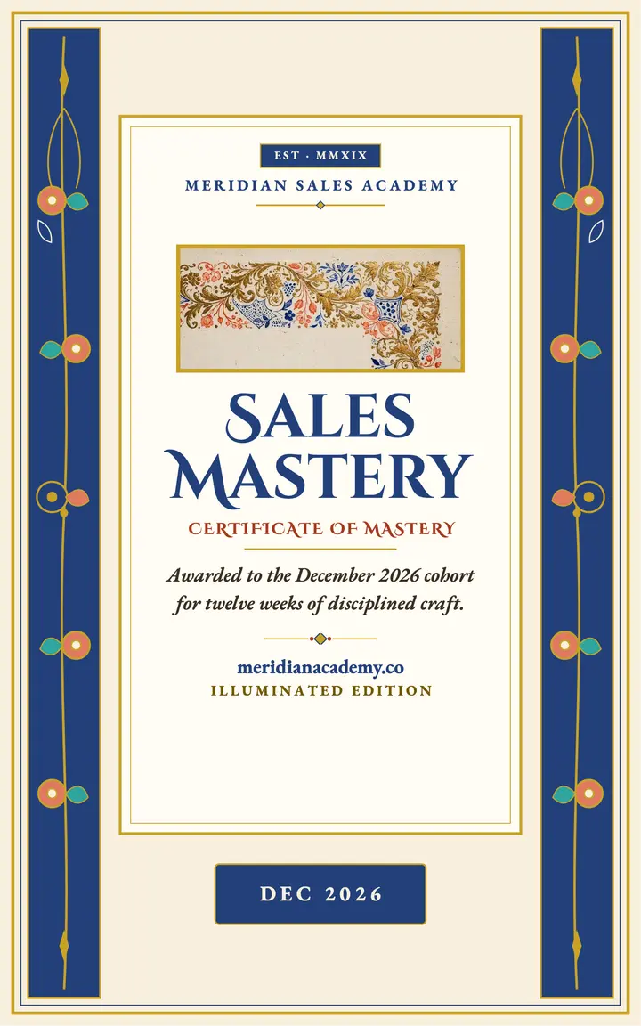 Meridian sales mastery gilt certificate cover template