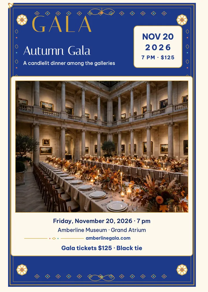 Amberline Museum gala dinner invitation template