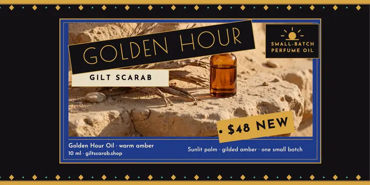 Gilt Scarab Golden Hour Oil launch post template