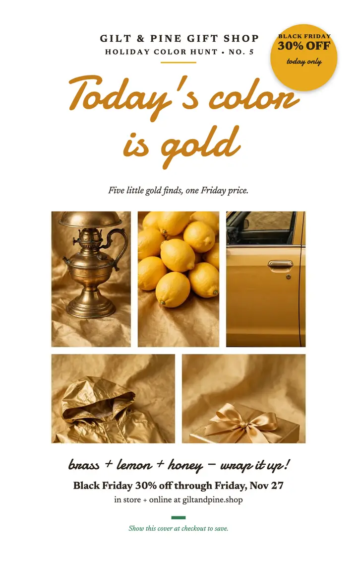 Gilt and Pine gold Friday cover: black friday sale ebook cover template