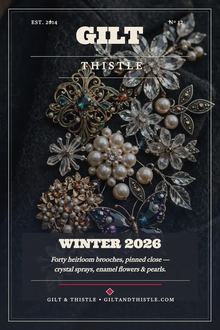 Gilt and Thistle winter brooch poster template