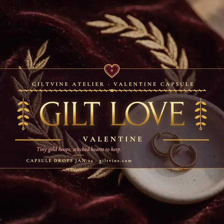 Giltvine Valentine goldwork post template
