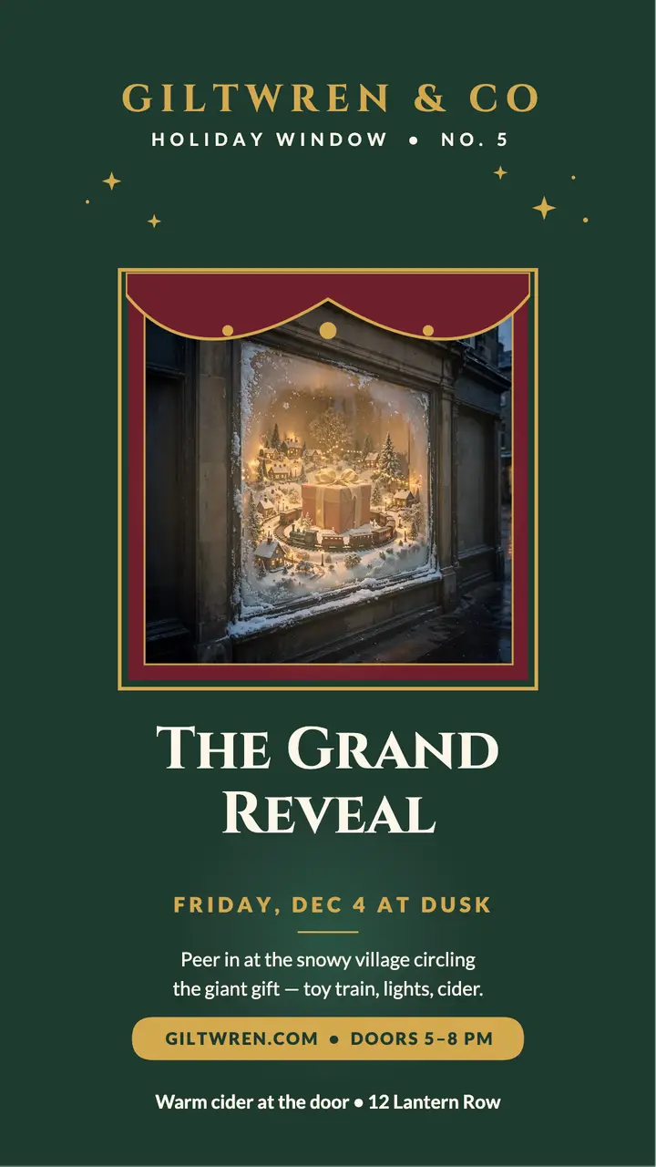 Giltwren holiday window reveal story template