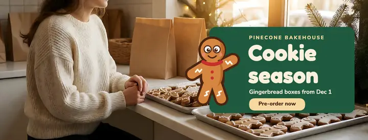 Pinecone Bakehouse cookie season cover template