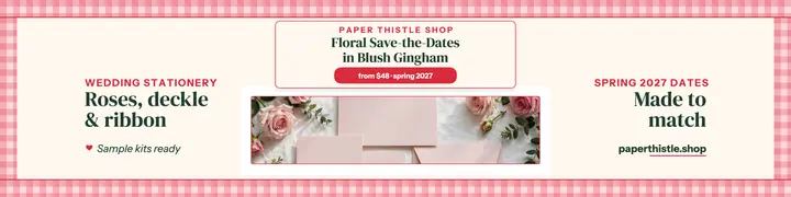 Paper Thistle gingham save-the-date banner template