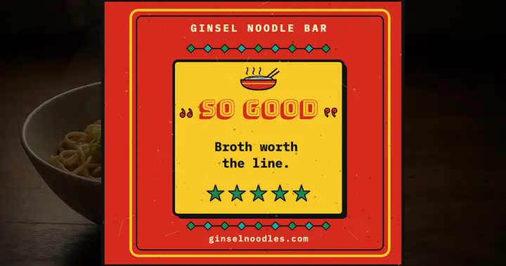 Ginsel Noodle Bar review, matchbox label template