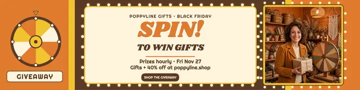 Poppyline Gifts Black Friday giveaway banner: black friday shop banner template