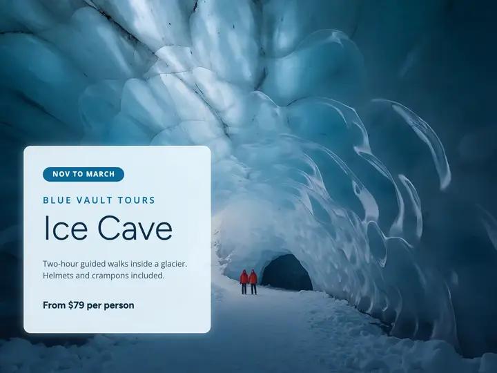 Blue Vault ice cave tours slide, deep freeze template