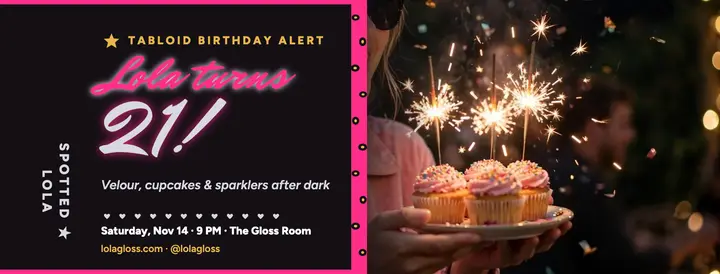 Lola glam 21st birthday cover template