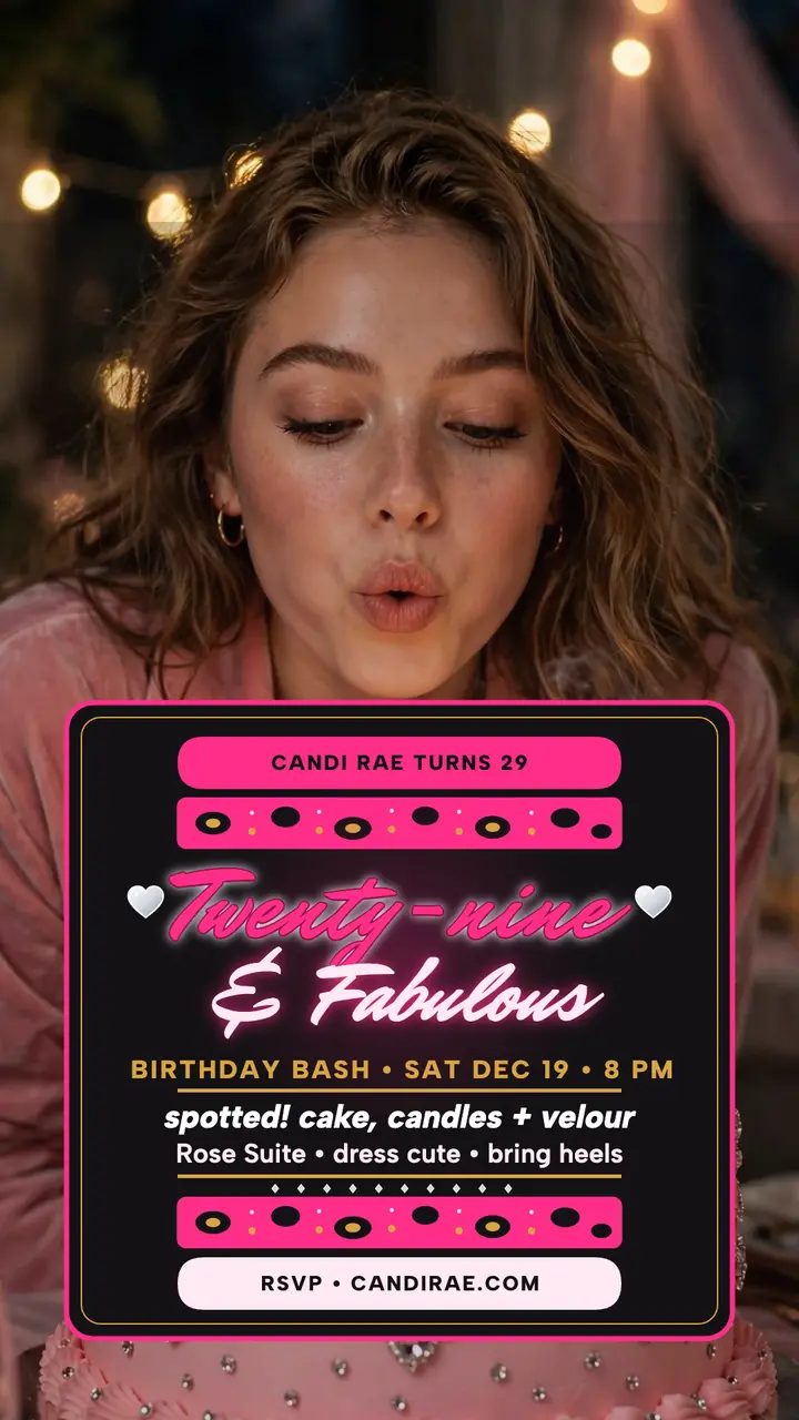 Candi Rae glam birthday bash story template