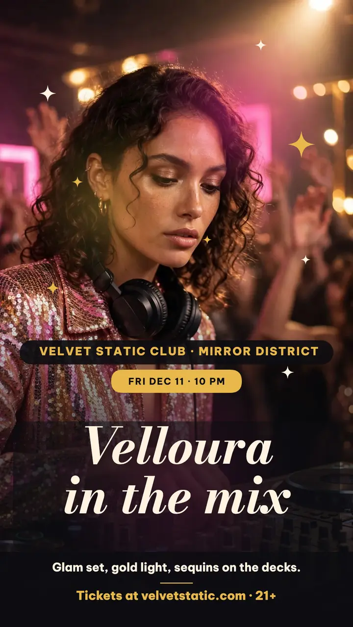 Velvet Static glam DJ night story template