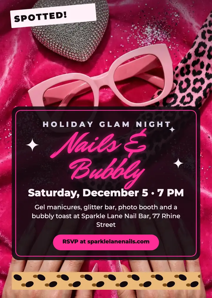 Holiday glam nail night invite: glam night invitation template
