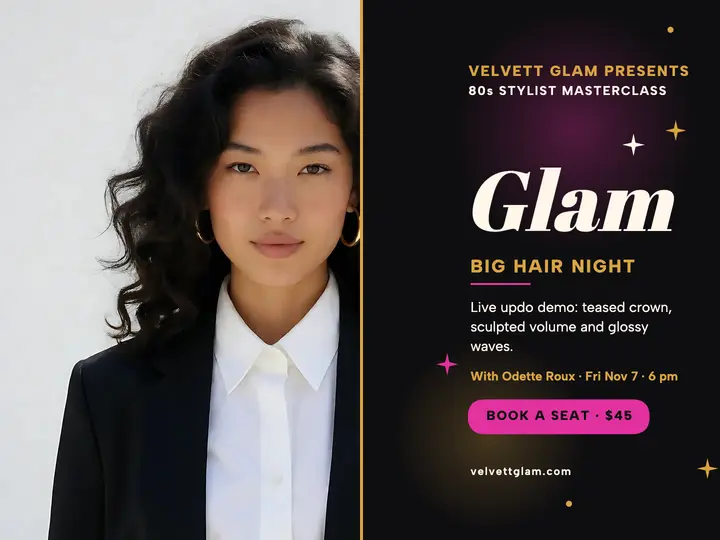 Big Hair Night glam updo slide: hair masterclass slide template