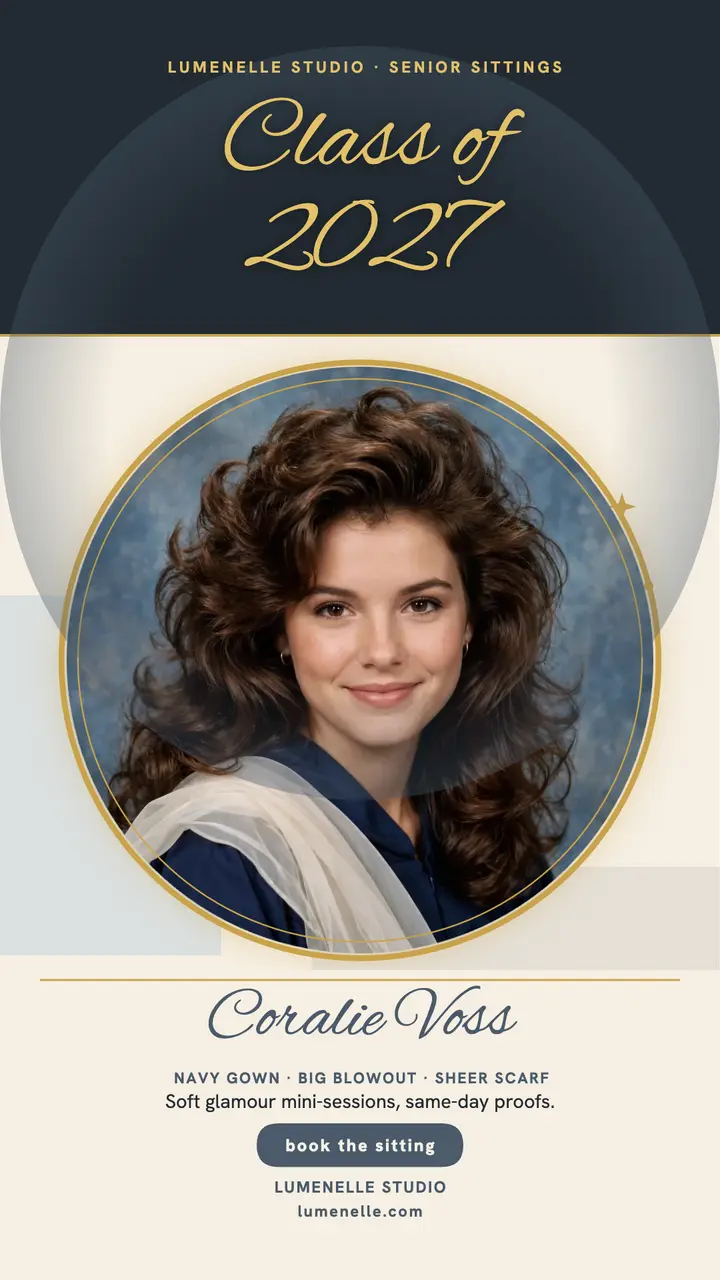 Coralie Voss glamour grad portrait story template
