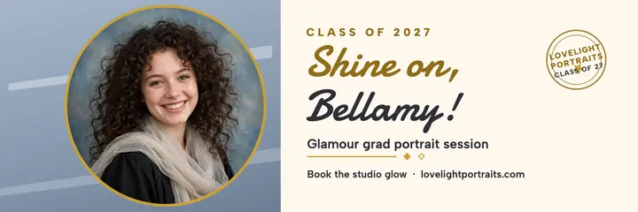 Glamour grad portrait header, Lovelight template