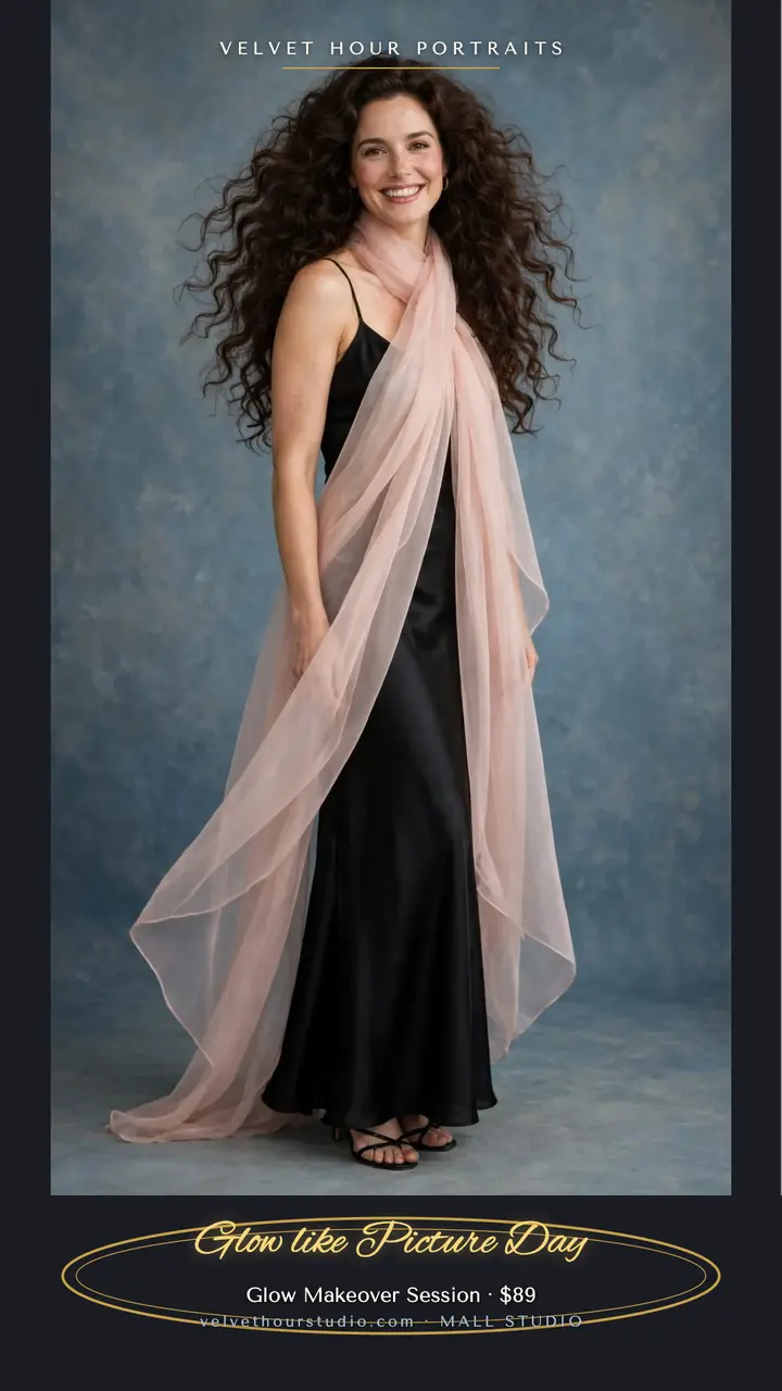 Velvet Hour glamour makeover portrait story template