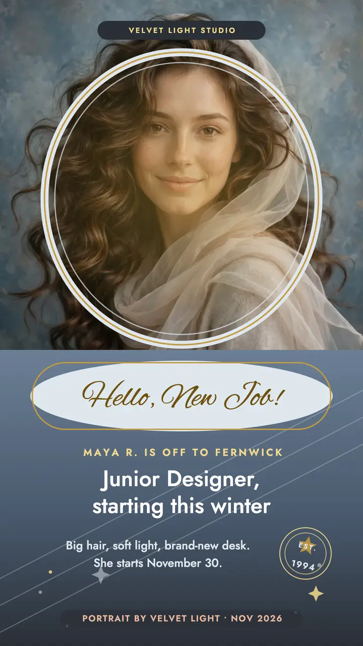 Maya new job glamour story template