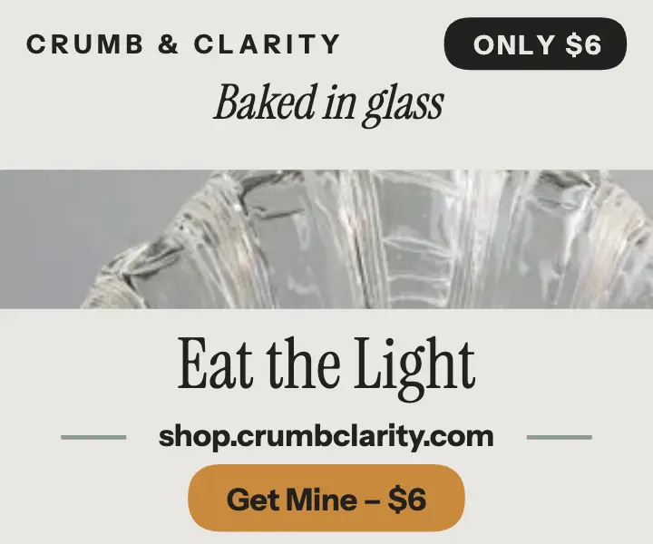 Crumb and Clarity glass croissant ad template