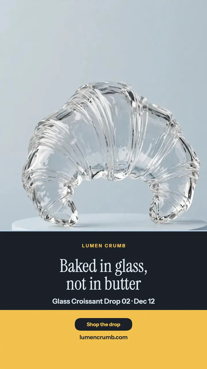 Lumen Crumb glass croissant drop story: glass croissant drop story template