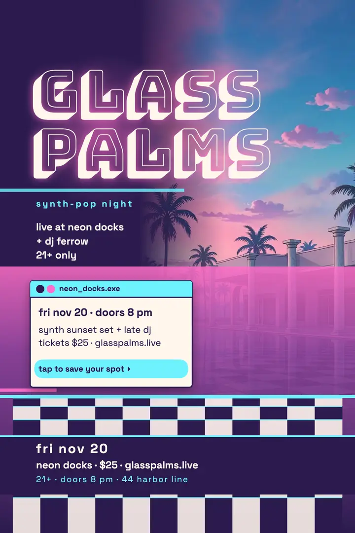 Glass Palms at Neon Docks gig poster template