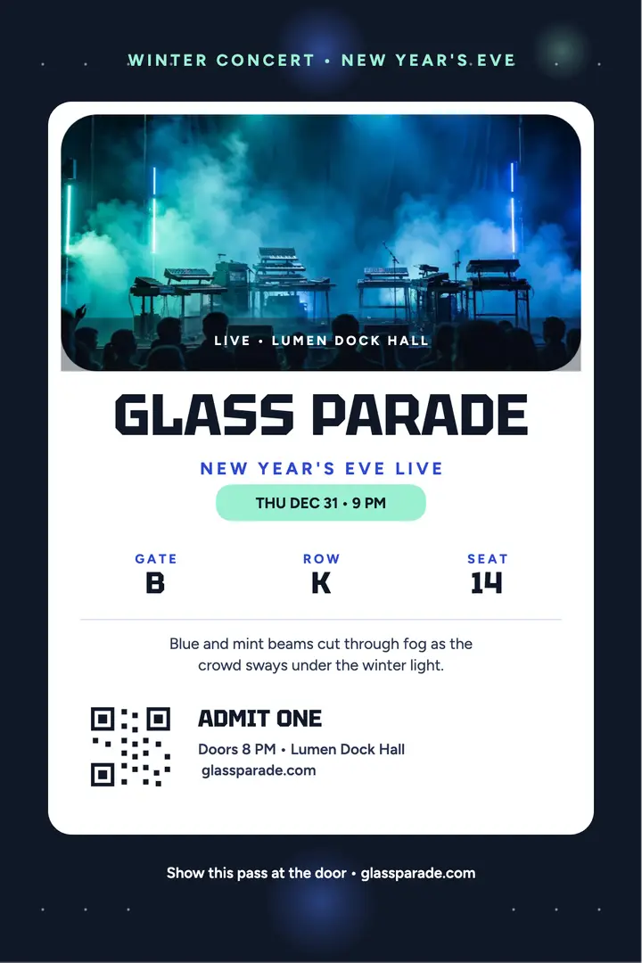 Glass Parade winter concert wallet ticket poster template