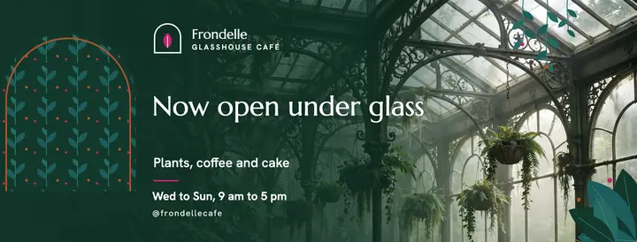 Glasshouse plant cafe now open Facebook cover template