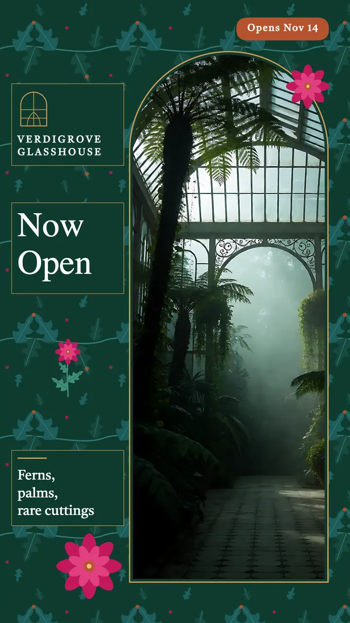Verdigrove Glasshouse now open story template