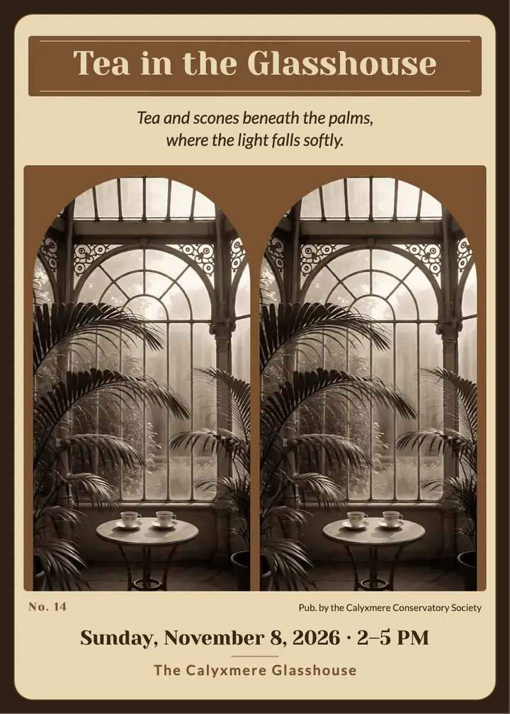 Tea in the Glasshouse stereoview invitation template