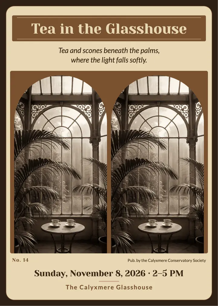 Tea in the Glasshouse stereoview invitation template