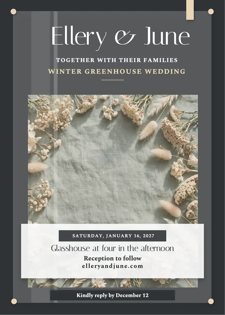 Ellery and June greenhouse acrylic invitation template