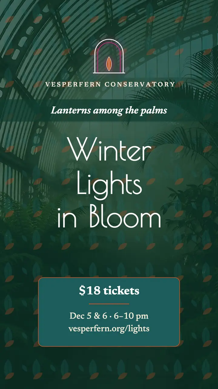 Vesperfern winter lights glasshouse story template