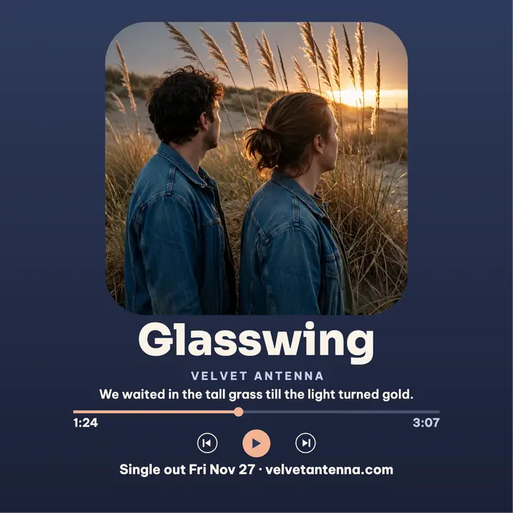 Glasswing single now playing cover, Velvet Antenna template