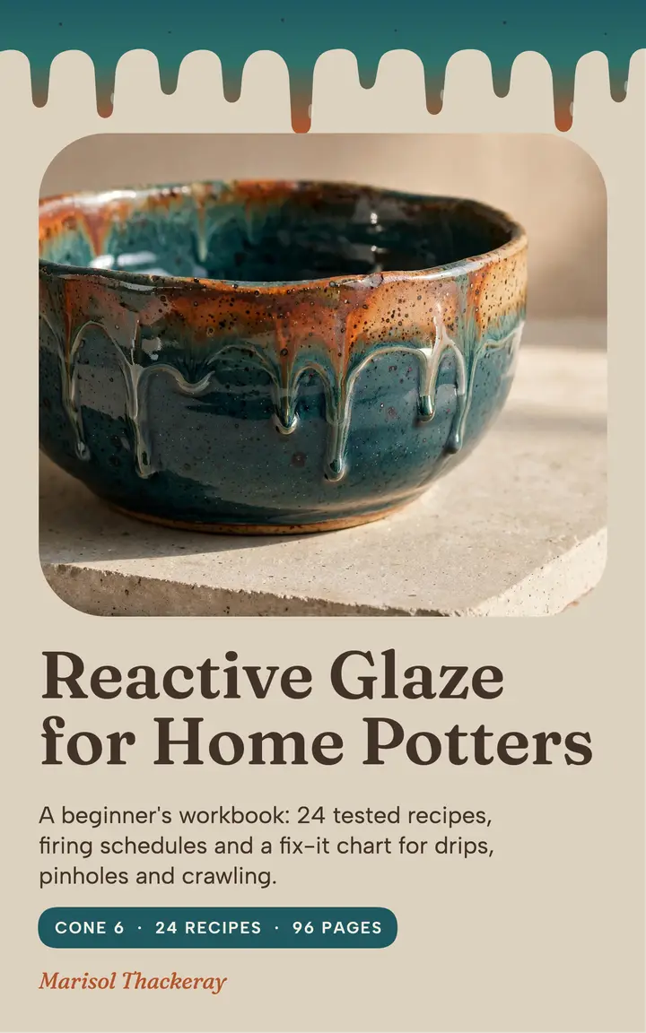 Reactive glaze workbook eBook, teal and rust template