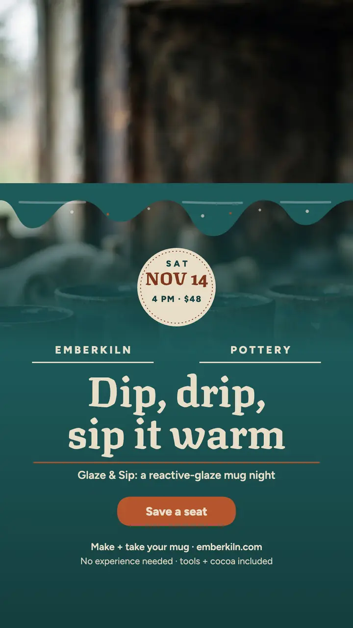 Glaze and Sip mug workshop story template