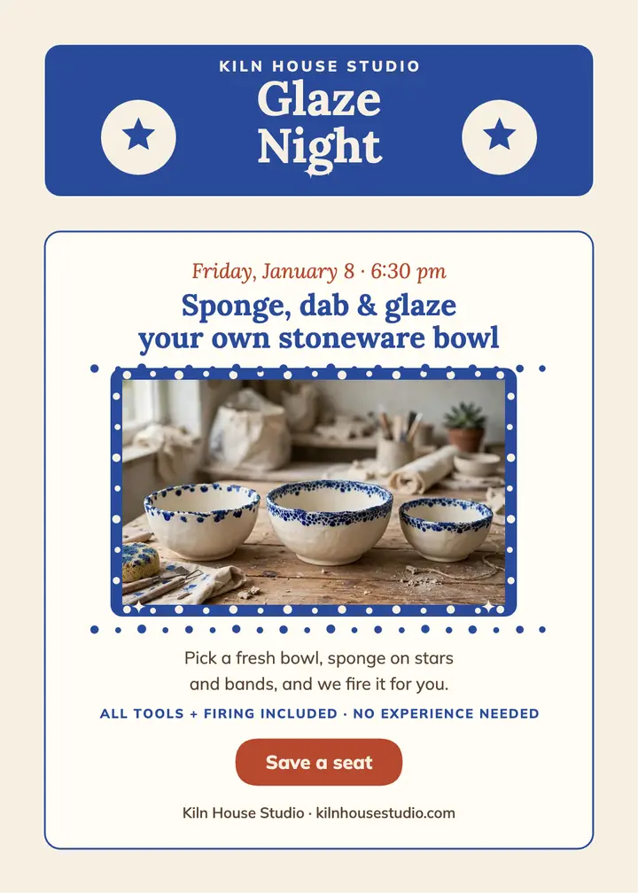 Kiln House glaze night invitation template
