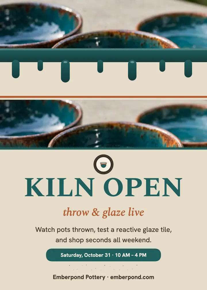 Emberpond open studio invitation: pottery open studio invitation template