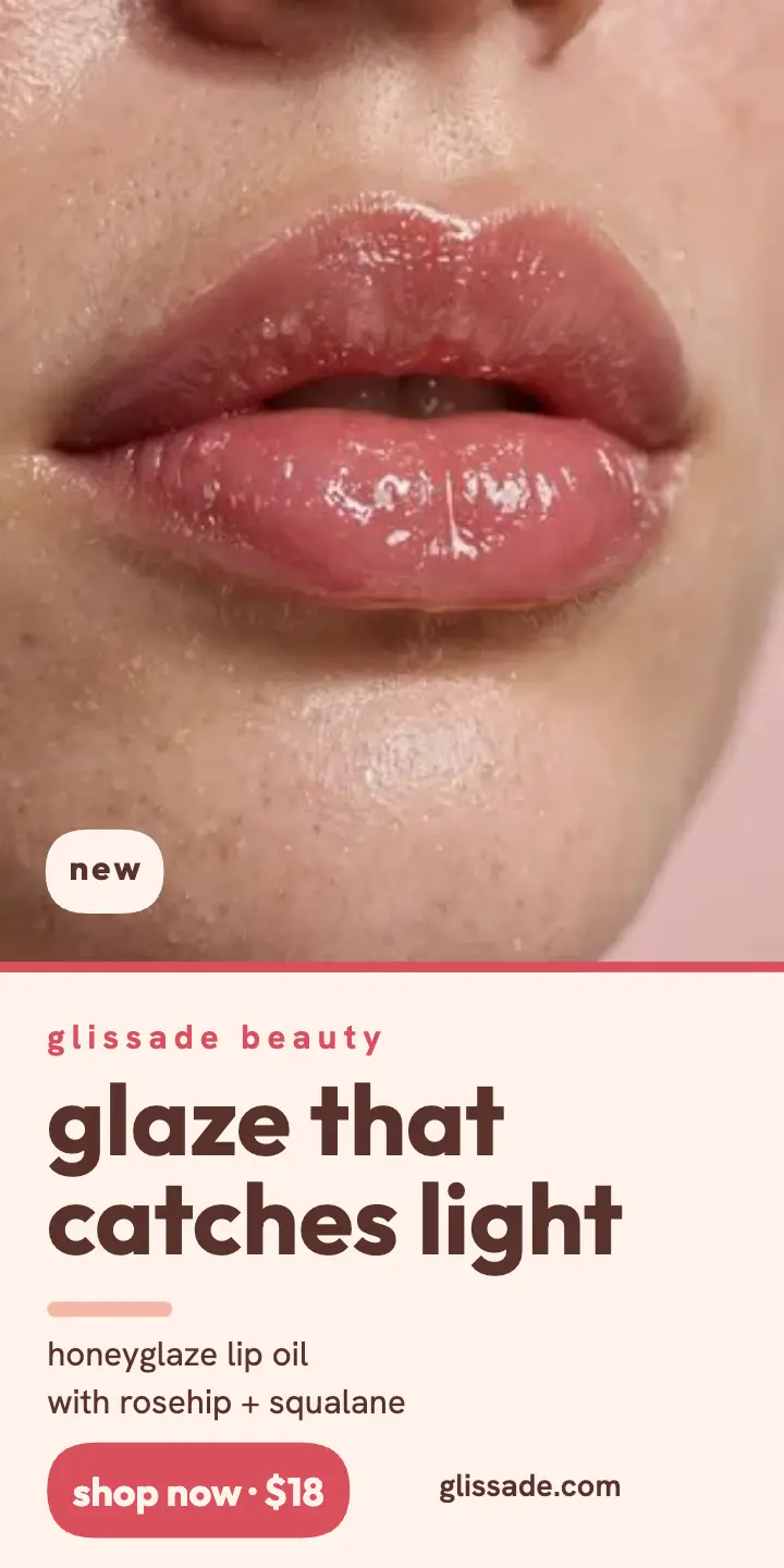 Honeyglaze glazed lip oil half-page ad template