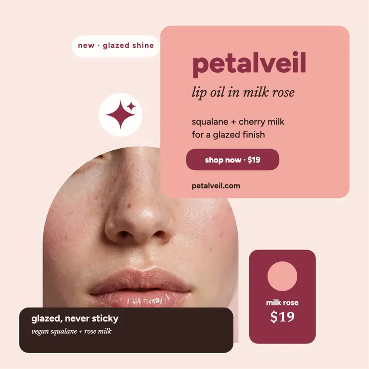 Petalveil glazed lip oil post template